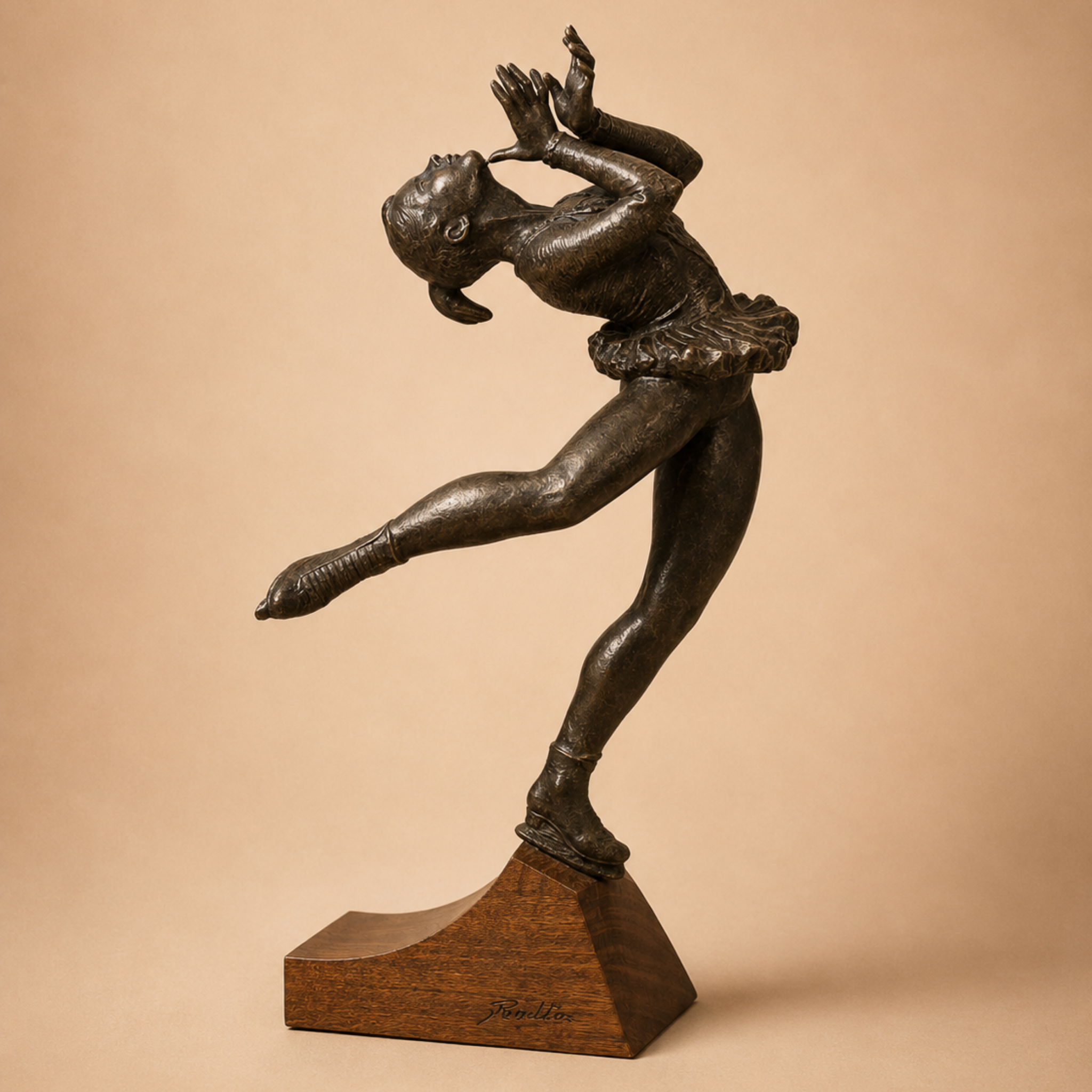 Escultura en gres patinaje artístico "Pirueta" pieza numerada escultor Peralta