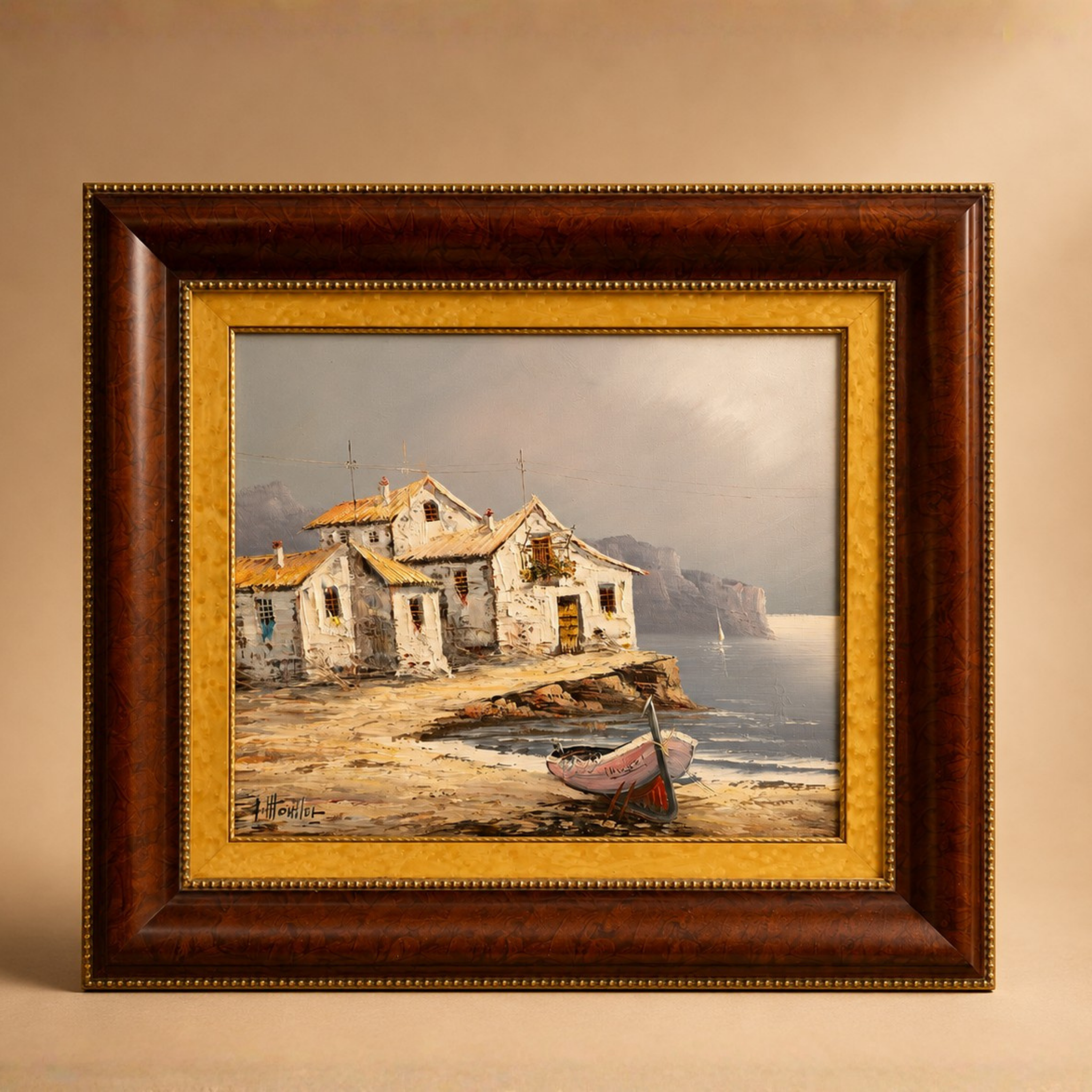 Cuadro Paisaje Pueblo costero 80x70” Montllor