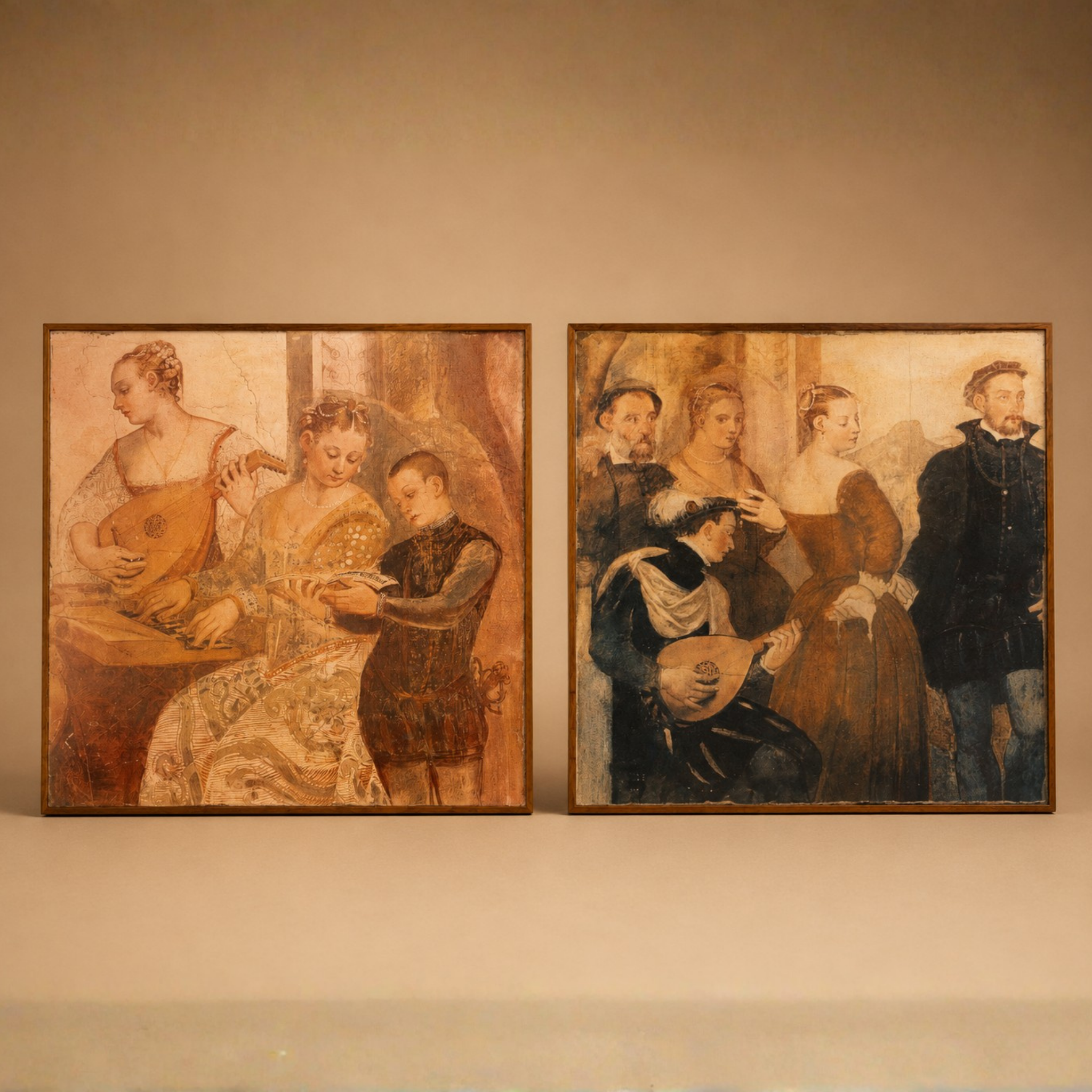 Conjunto de cuadros decorativos de inspiración renacentista