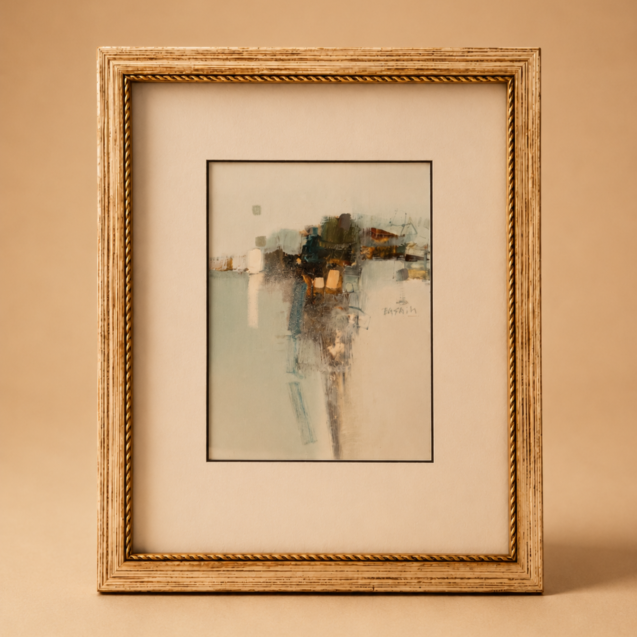 Cuadro abstracto de 38x43 Firma “Basam”