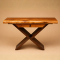 Mueble entrada nogal español macizo c/cajón base aspa