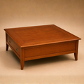 Mesa de centro de madera de cerezo con cajón transversal 100x100