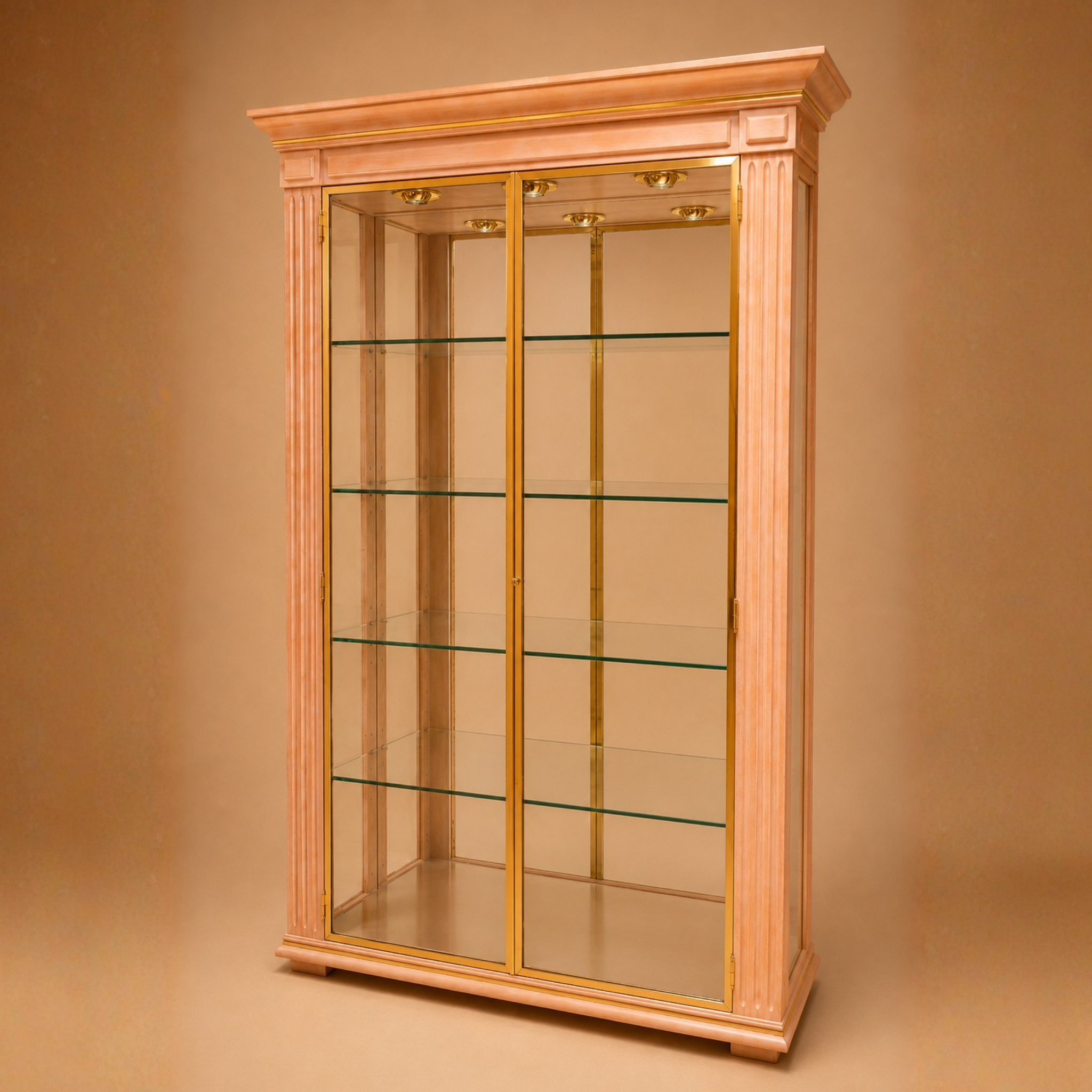 Vitrina de madera decapada en rosa 120x40x200h