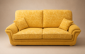 Sofá clásico de 2 plazas tapizado en tejido jacquard amarillo